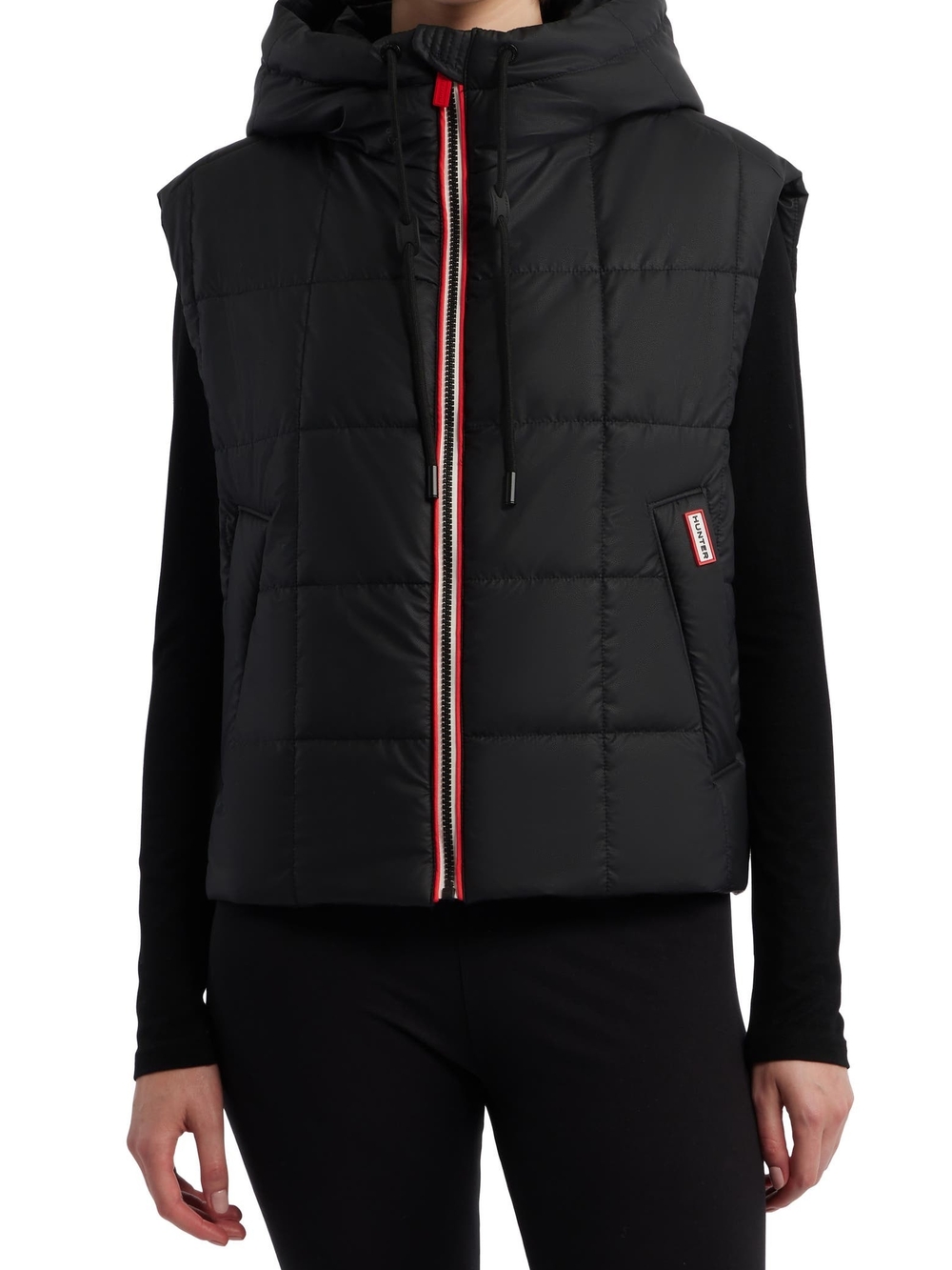 HUNTER Black Quilted Hooded Vest